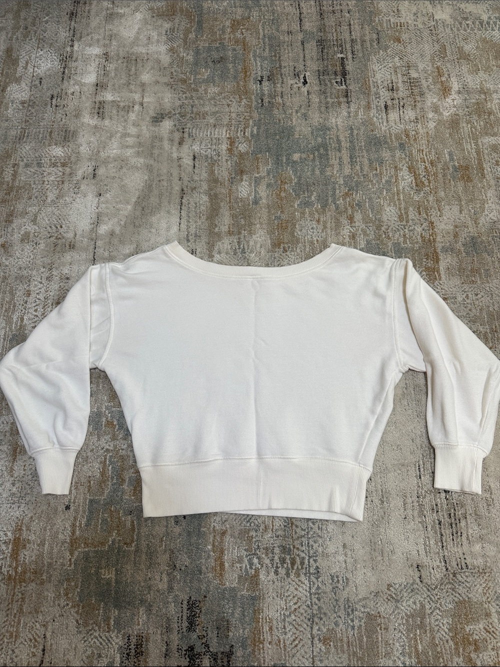 aerie Off-White Cropped Boatneck Sweatshirt